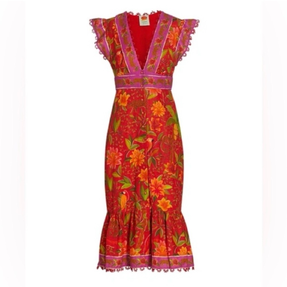 FARM Rio Vibrant Red and Orange Floral Mini Dress
